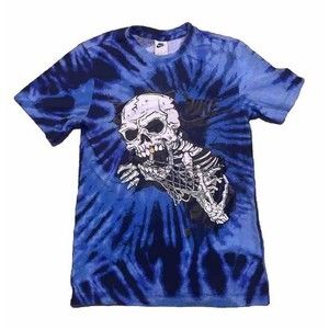 Nike Sportswear Tie-dye Skull T Shirt Blue Small Men’s